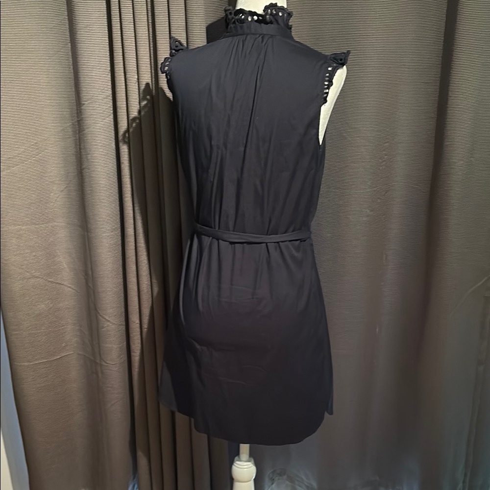 Ann Taylor Petite Blue Sleeveless Tie Front Dress - Picture 3 of 5